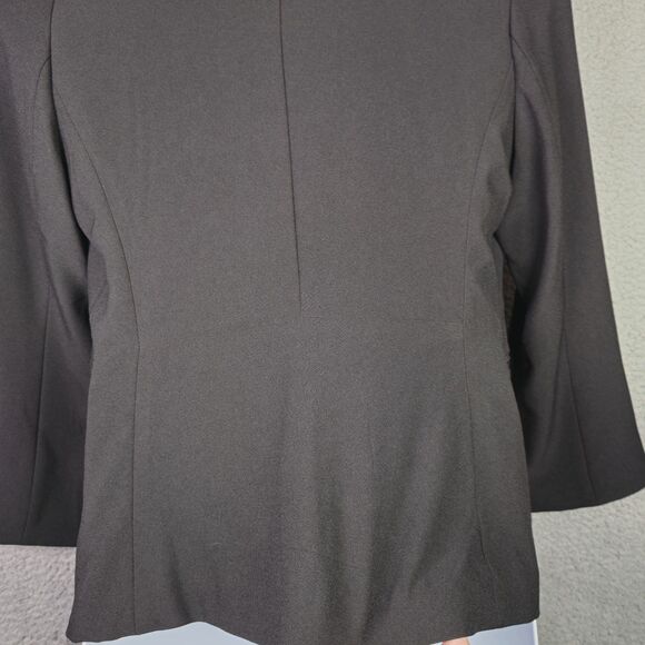 Adrienne Vittadini Black Blazer Jacket L Classic Structured Open  Minimalist - Picture 5 of 11